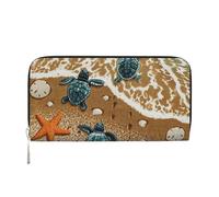 GSGCSBYMLG Portafoglio a mano in pelle stampata con tartarughe sulla spiaggia, da uomo e da donna, con chiusura a zip, pochette porta carte, Nero , Taglia unica