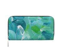 GSGCSBYMLG Portafoglio a mano in pelle stampata con texture blu a olio da uomo e donna con cerniera porta carte frizione, Nero , Taglia unica