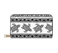 GSGCSBYMLG Portafoglio da viaggio in pelle stampata a righe con tartaruga etnica grande portafoglio da viaggio uomo donna porta carte frizione con cerniera, bianco, Taglia unica