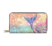 GSGCSBYMLG Portafoglio in pelle stampata a coda di sirena grande portafoglio da viaggio uomo donna zip pochette porta carte, bianco, Taglia unica