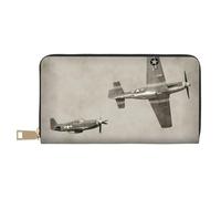 GSGCSBYMLG Portafoglio in pelle stampata con aeroplano della seconda guerra mondiale della seconda guerra mondiale, grande portafoglio da viaggio da uomo e donna con cerniera e, bianco, Taglia unica