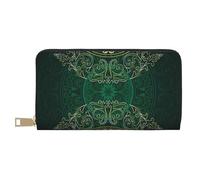GSGCSBYMLG Portafoglio in pelle stampata con cerchi floreali in stile mandala antico turbinii grande portafoglio da viaggio uomo donna zip pochette porta carte, bianco, Taglia unica