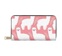 GSGCSBYMLG Portafoglio in pelle stampata con lama alpaca grande portafoglio da viaggio uomo donna zip pochette porta carte, bianco, Taglia unica