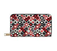 GSGCSBYMLG Portafoglio in pelle stampata con motivo a rombi a scacchi grande portafoglio da viaggio uomo donna porta carte frizione zip, bianco, Taglia unica