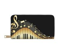 GSGCSBYMLG Portafoglio in pelle stampata con note musicali romanzo grande portafoglio da viaggio uomo donna porta carte frizione zip, bianco, Taglia unica