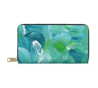 GSGCSBYMLG Portafoglio in pelle stampata con texture blu ad olio grande portafoglio da viaggio uomo donna porta carte frizione zip, bianco, Taglia unica