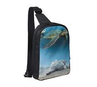 GSGCSBYMLG Sea Conch Shell Starfish Turtle stampato petto Bag Doppia tasca Crossbody Borsa a tracolla