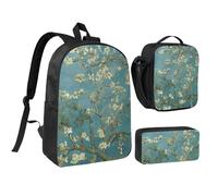 GSGCSBYMLG Set con borsa per la scuola, 43,2 cm, motivo: fiori di mandorlo, Nero , Taglia unica, Portamonete