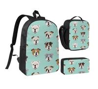 GSGCSBYMLG Set di borsa per la scuola da 43,2 cm con stampa di bulldog inglese, Nero , Taglia unica, Portamonete