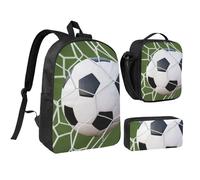 GSGCSBYMLG Set di borsa per la scuola da 43,2 cm con stampa pallone da calcio, Nero , Taglia unica, Portamonete