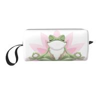 GSGCSBYMLG Simpatica borsa da viaggio con stampa a forma di rana che fa yoga, piccola borsa per il trucco
