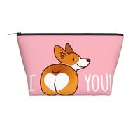 GSGCSBYMLG Simpatico cartone animato gallese Corgi Dog Butt Heart stampato Daily Storage Bag Travel Organizer Bag con cerniera Portable Toiletry Bag, Nero , Taglia unica