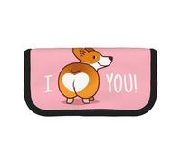 GSGCSBYMLG Simpatico cartone animato Welsh Corgi Dog Butt Heart stampato in tela portapenne portatile cancelleria custodia custodia