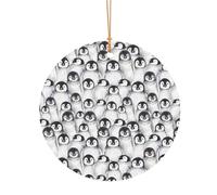 GSGCSBYMLG Simpatico cucciolo pinguini schizzo stampato alluminio rotondo pendente decorazione albero di Natale appeso