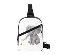 GSGCSBYMLG Simpatico elefante con corona e anatra stampata sul petto borsa a tracolla