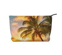 GSGCSBYMLG Sunset Hawaiian Palm Tree Onde Stampato Velluto a Coste Trucco Borsa Viaggio Toiletry Bag Travel Organizer Bag, Nero , Taglia unica