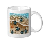 GSGCSBYMLG Tazza da caffè in ceramica stampata con tartarughe sulla spiaggia