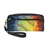 GSGCSBYMLG Trousse da viaggio con stampa di palla da baseball arancione e palla da baseball sul fuoco e sull'acqua, piccola borsa per il trucco