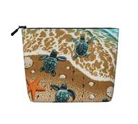 GSGCSBYMLG Trousse da viaggio con stampa di tartarughe sulla spiaggia, borsa da viaggio in canapa finta, Nero , Taglia unica