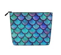 GSGCSBYMLG Trousse da viaggio in canapa finta con stampa a squame di pesce color foglia di tè sirena, Nero , Taglia unica