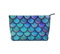 GSGCSBYMLG Trousse da viaggio in velluto a coste stampato con squame di pesce color foglia di tè sirena borsa organizer da viaggio, Nero , Taglia unica