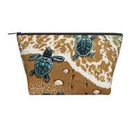 GSGCSBYMLG Turtles on The Beach - Borsa da viaggio con stampa di tartarughe sulla spiaggia, borsa da toeletta portatile con cerniera, Nero , Taglia unica