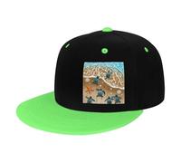 GSGCSBYMLG Turtles on The Beach stampato per bambini contrasto Hip hop Baseball Cap Cappello casual, Verde, 3-6