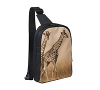 GSGCSBYMLG Two Giraffe Running on The Barren - Borsa a tracolla con stampa a doppia tasca