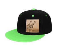 GSGCSBYMLG Two Giraffe Running on The Barren Stampato Bambini Contrasto Hip Hop Baseball Cap Cappello Casual, Verde, 3-6