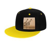 GSGCSBYMLG Two Giraffe Running on The Barren Stampato Bambini Contrasto Hip Hop Baseball Cap Cappello Casual, Giallo, 3-6