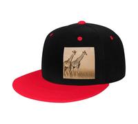 GSGCSBYMLG Two Giraffe Running on The Barren Stampato Bambini Contrasto Hip Hop Baseball Cap Cappello Casual, Rosso, 3-6