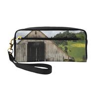 GSGCSBYMLG Vecchio fienile in legno con trattore arrugginito stampato astuccio piccolo trucco borsa da viaggio borsa da toilette