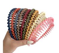 GSHLLO 10 fasce per capelli in plastica antiscivolo, con denti lunghi, sottili, alla moda, senza sforzo, piccoli denti, pettine, fasce per capelli ondulate, per donne, multi 2