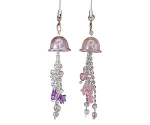 GSHLLO 2 ciondoli estetici per telefono a forma di medusa, ciondolo a forma di cuore, ciondolo per cellulare, a forma di stella, per cellulare, portachiavi con perle, per borsa e fotocamera