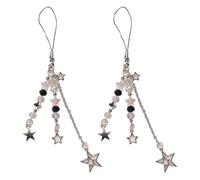 GSHLLO 2 ciondoli per telefono a forma di stella con perline per telefoni cellulari, ciondoli a forma di stella, cinturini per telefono cellulare, cordini in metallo, ciondoli decorativi per cellulare