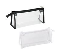 GSHLLO 2 sacchetti trasparenti per cosmetici in plastica trasparente, per cosmetici, shampoo, lozioni, trucchi, viaggi, con cerniera, impermeabili, colore nero e bianco