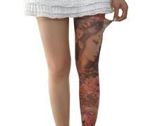 GSJDKN 3D Lucido Collant Contenitivi Stampa Stile Tatuaggio Unisex Calze Collant velati Calze di Seta Antiscivolo Tagliabili a Piacere Calze a Vita Alta