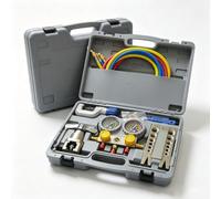GSJDKN Set di manometri a collettore per A/C,Kit manometri Pressione refrigerante con tagliatubi, cartellatrice e Tubi Flessibili
