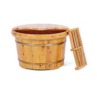GSKDBCC Piedi in legno massello bacino vasca piede ammollo barile robusto secchio in legno per piedi bagno massaggio con copertura (colore: colore legno) (colore legno) Chaser di luce
