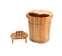 GSKDBCC Vasca idromassaggio per pediluvio in Legno, Secchio per pediluvio con Coperchio e Sgabello, Vasca per pediluvio per Piedi in ammollo, Secchio in Legno con Rullo massaggiante Chaser of Light