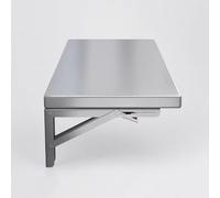 GSKDZG Tavolo Da Pranzo Da Cucina In Acciaio Inossidabile, Tavolo Pieghevole Da Parete Per Piccoli Spazi, Scrivania Galleggiante Con Staffe, Scrivania Per Computer(100x35cm)