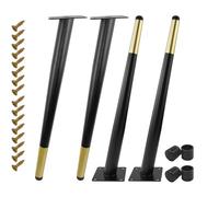 GSKFXJ 4PCS Gambe Da Tavolo In Metallo, Gambe Affusolate Per Mobili Con Protezioni In Gomma, Gambe Di Supporto Ricambio Per Panca Tavolo Da Pranzo Sedia(Black+Gold,40cm/16in)