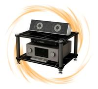 GSKFXJ Supporto Multimediale AV Aperto A 3 Ripiani, Mobiletto Porta Componenti HiFi, Mobile Rack Ripiano AV Componenti Scaffale, Rack Porta CD, Mobiletto TV(Black,2-Tier (60x48x36cm))