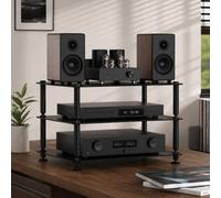 GSKFXJ Supporto Multimediale AV Piccolo A 2 3 4 Livelli Mobiletto AV HiFi Per Lettore DVD, Altoparlanti Rack In Metallo For Ufficio Soggiorno(Black)