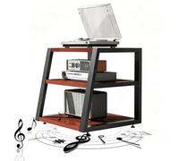 GSKFXJ Supporto Per Giradischi, Rack Multimediale AV A 2/3/4 Livelli, Ripiani Angolari In Legno, Torre Audio Stereo, Armadio Audio Video, Mobiletto TV(Teak,3 Tier)