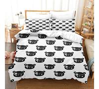 GSKOQD 3 Pcs Biancheria Da Letto Set 3D Testa Di Gatto Animale Nero, Copripiumino Con Cerniera, Per Bambini Ragazzo Ragazza, Poliestere (Copripiumino Singolo 150X200Cm E 2 Federa 50X80Cm)