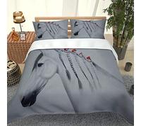 GSKOQD Biancheria Da Letto Natalizia 3 Pezzi 240X220Cm Motivo Cavallo Di Innovazione Animale 3D Set Copripiumino Matrimoniale Adulti In Microfibra Con 2 Federa 50X80Cm, Chiusura A Cerniera, Ultra M
