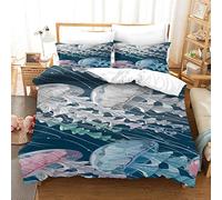 GSKOQD Biancheria Da Letto Natalizia 3 Pezzi 260X240Cm Motivo Medusa Animale Marino 3D Set Copripiumino Matrimoniale Adulti In Microfibra Con 2 Federa 50X80Cm, Chiusura A Cerniera, Ultra Morbido