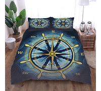 GSKOQD Set Copripiumino Matrimoniale Con Cerniera E 2 Federe, Set Di Biancheria Da Letto Natalizia In Microfibra Per Bambini/Adulti 260X240Cm, Motivo Bussola D'Epoca 3D, Ultra Morbido