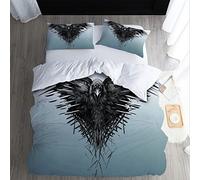 GSKOQD Set Copripiumino Matrimoniale Invernale Per Ragazza 240X220Cm 3 Pezzi Set Set Motivo Aquila Nera 3D Set Di Biancheria Da Letto In Microfibra Con Cerniera E 2 Federe 50X80Cm